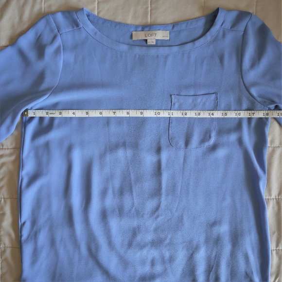 Loft Periwinkle Long Sleeve Flowy Blouse - Picture 3 of 7